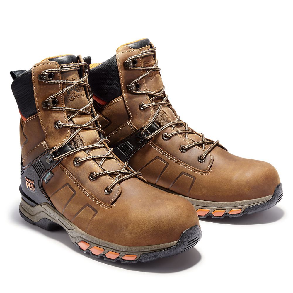 Timberland Μποτακια Εργασίας Ανδρικα Καφε/Μαυρα - Pro® Hypercharge 8\" Comp Toe - Greece 9140572-NC